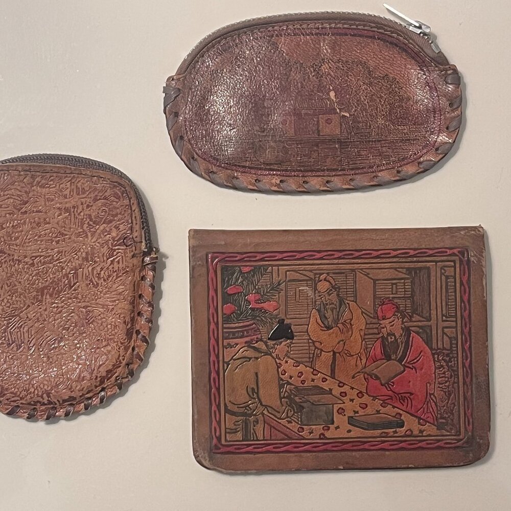 Vintage Leather Coin Pouch and Wallet/Notebook Cover